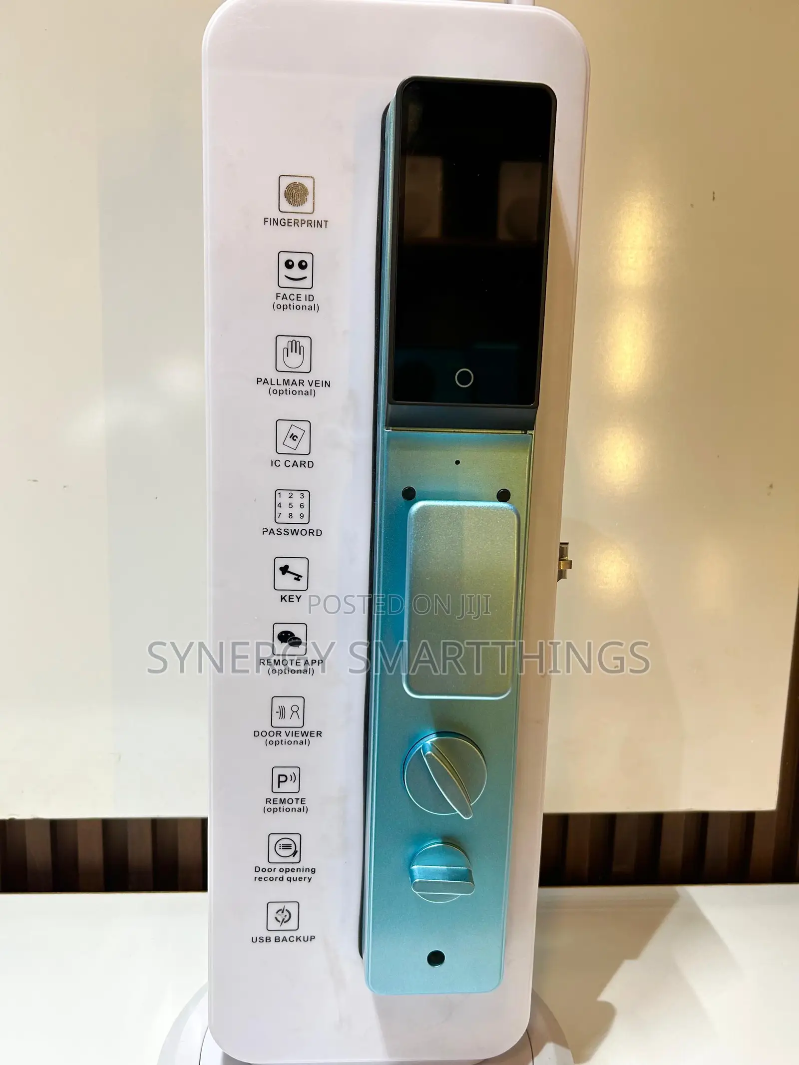 Tuya Smart Security Door Lock Camera Fingerprints Mechanical Keys Blue