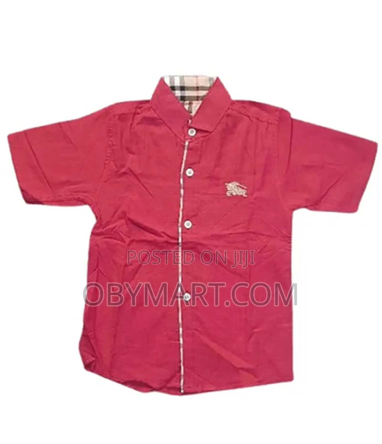 Burberry Wine Short Sleeve Shirt
