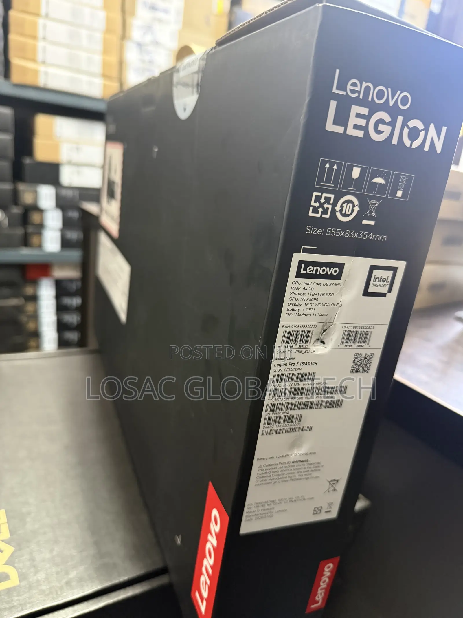 New Laptop Lenovo Legion Pro 7 64GB Intel Core Ultra 9 SSD 2T