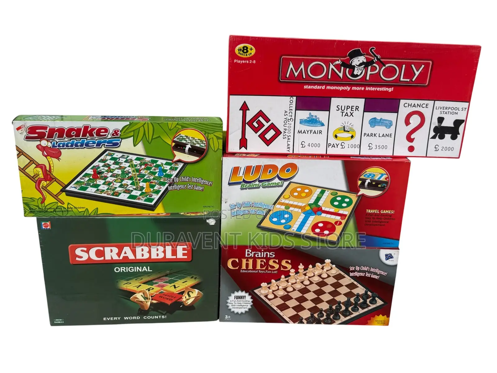 5 Big Sizes Board Games (Monopoly,Chess, Ludo,Scrabble,Snake Ladder)