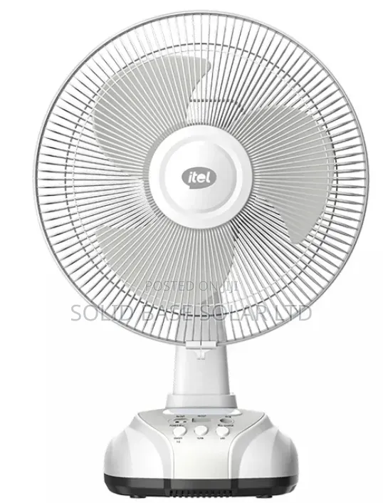 Itel Rechargable Solar Desk Fan 12" 5.5 Hours of Long-Lasting