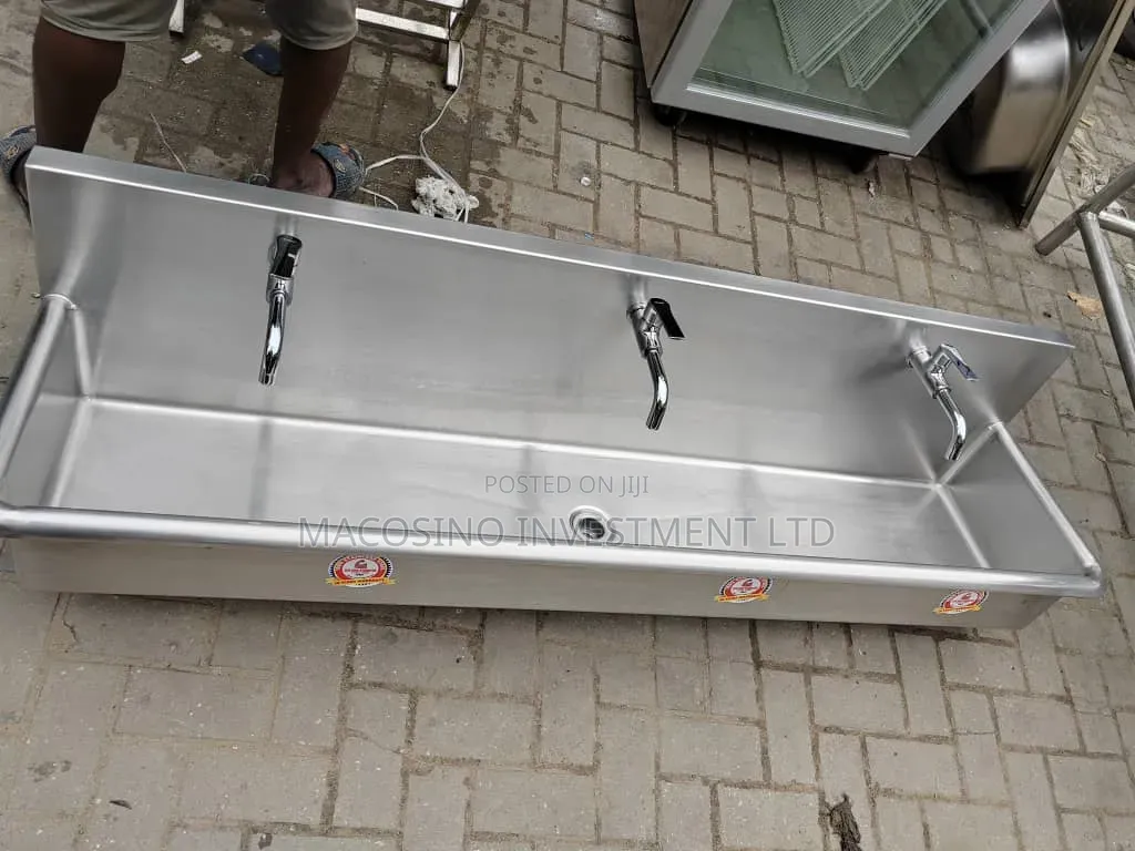 Stainless Steel Three-Station Wall-Mount Sink