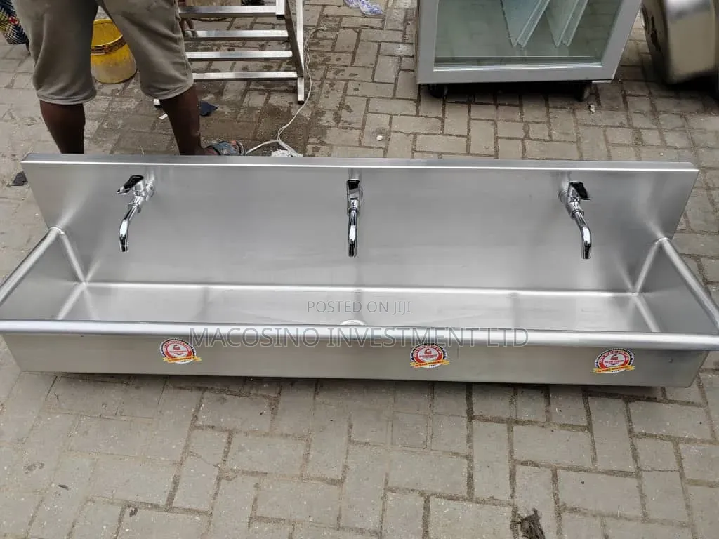 Stainless Steel Three-Station Wall-Mount Sink