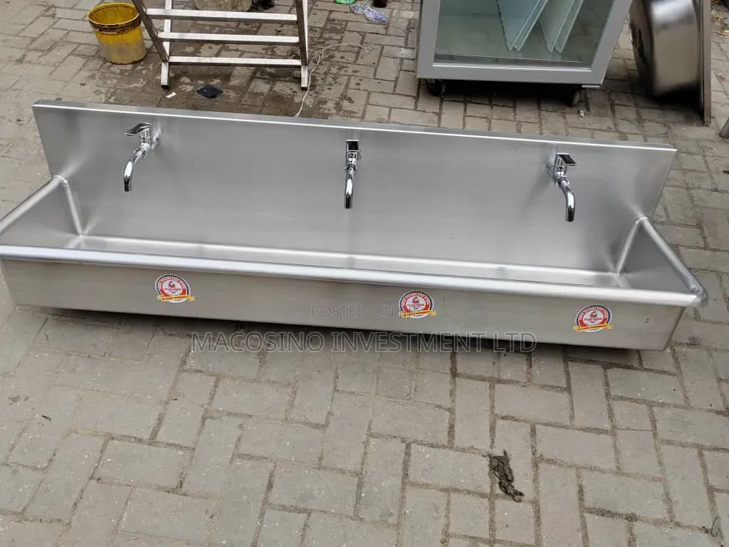 Stainless Steel Three-Station Wall-Mount Sink
