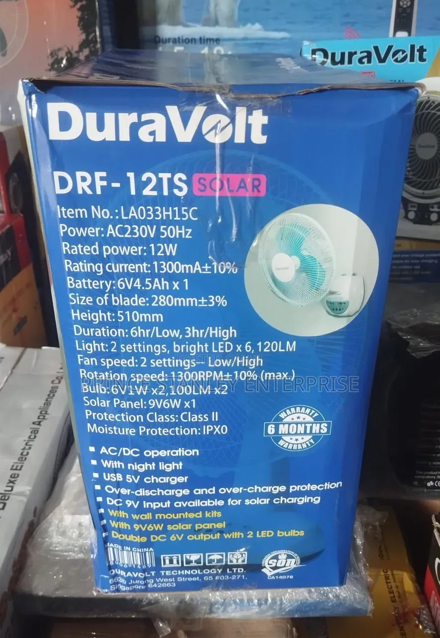 Quality Duravolt 12" DRF-12ts 3-in-1 Rechargeable Fan