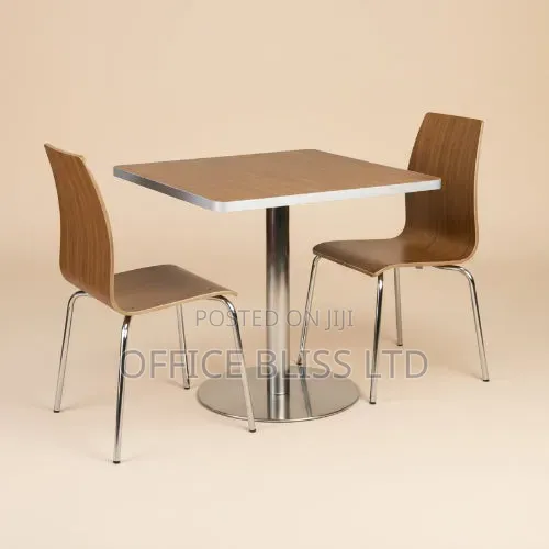 Square Pedestal Café Table and Bentwood Stack Café Chair Set