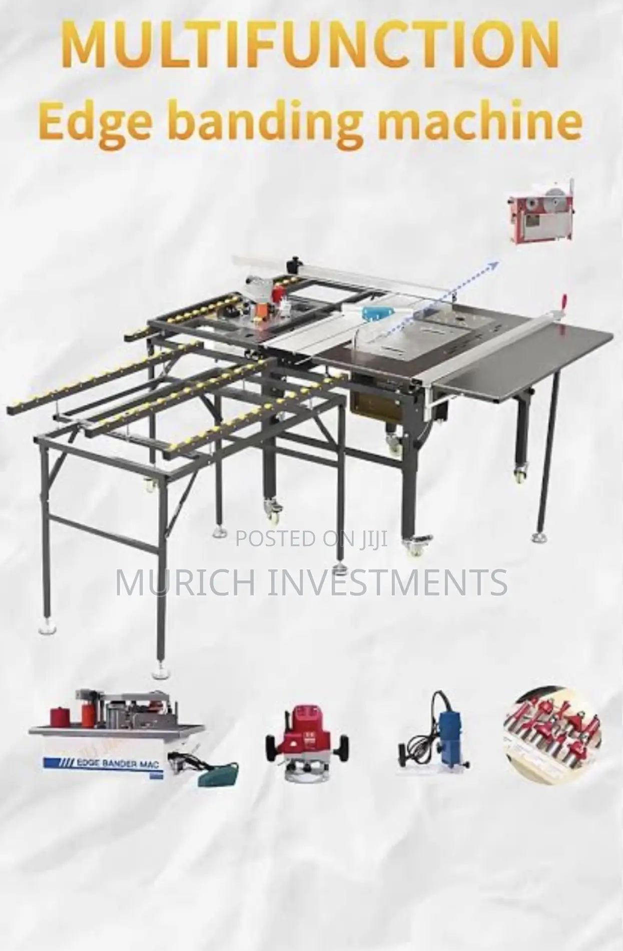 5pcs Woodworking Machine Sliding Table Saw, Edge Bander Router Combo