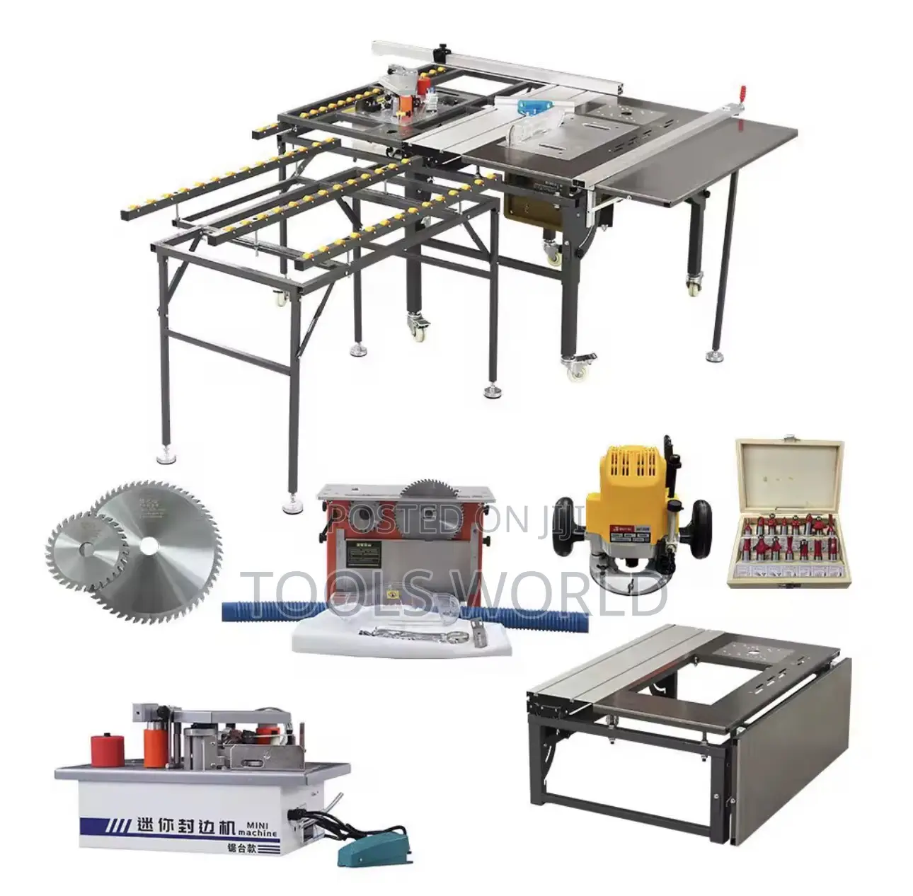 5-in-1 Portable Sliding Table Saw With Edge Bander Palm Router