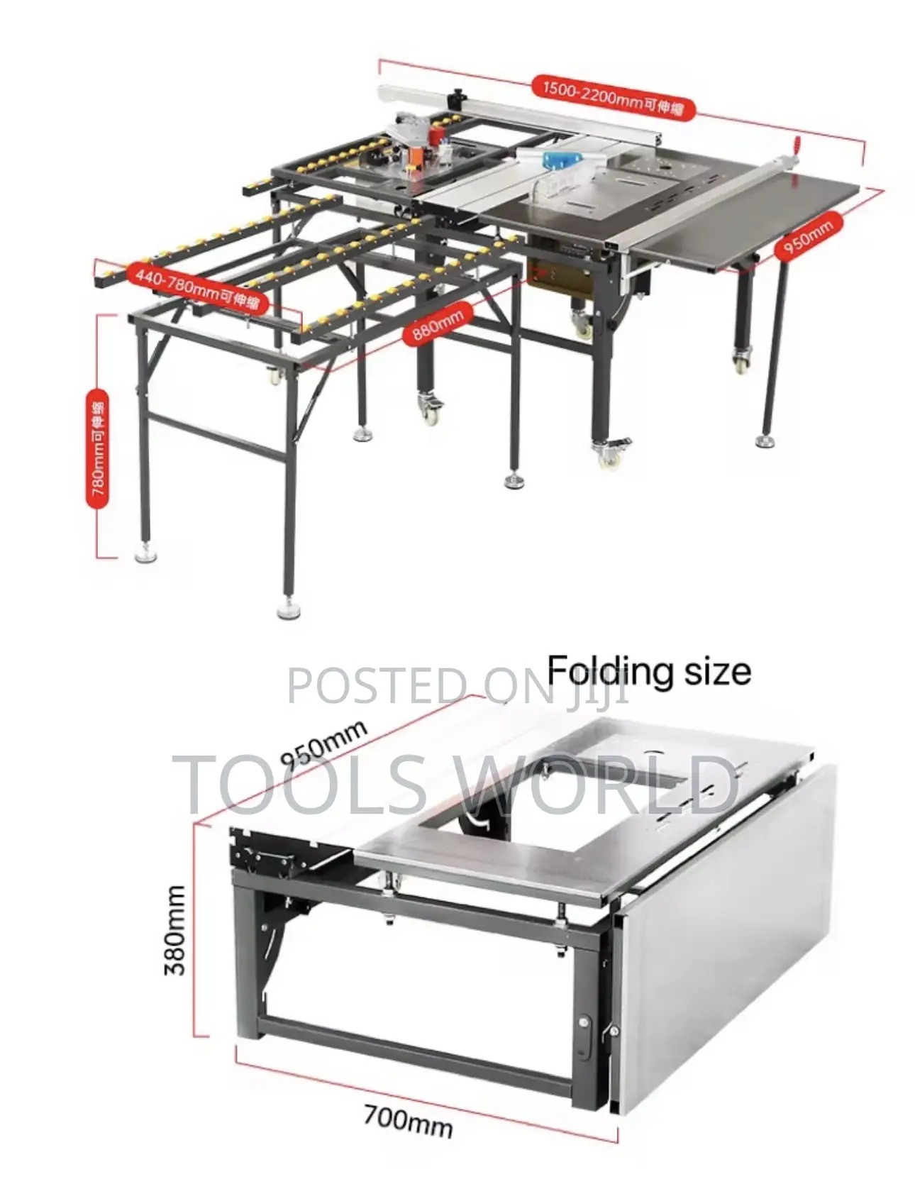 5-in-1 Portable Sliding Table Saw With Edge Bander Palm Router