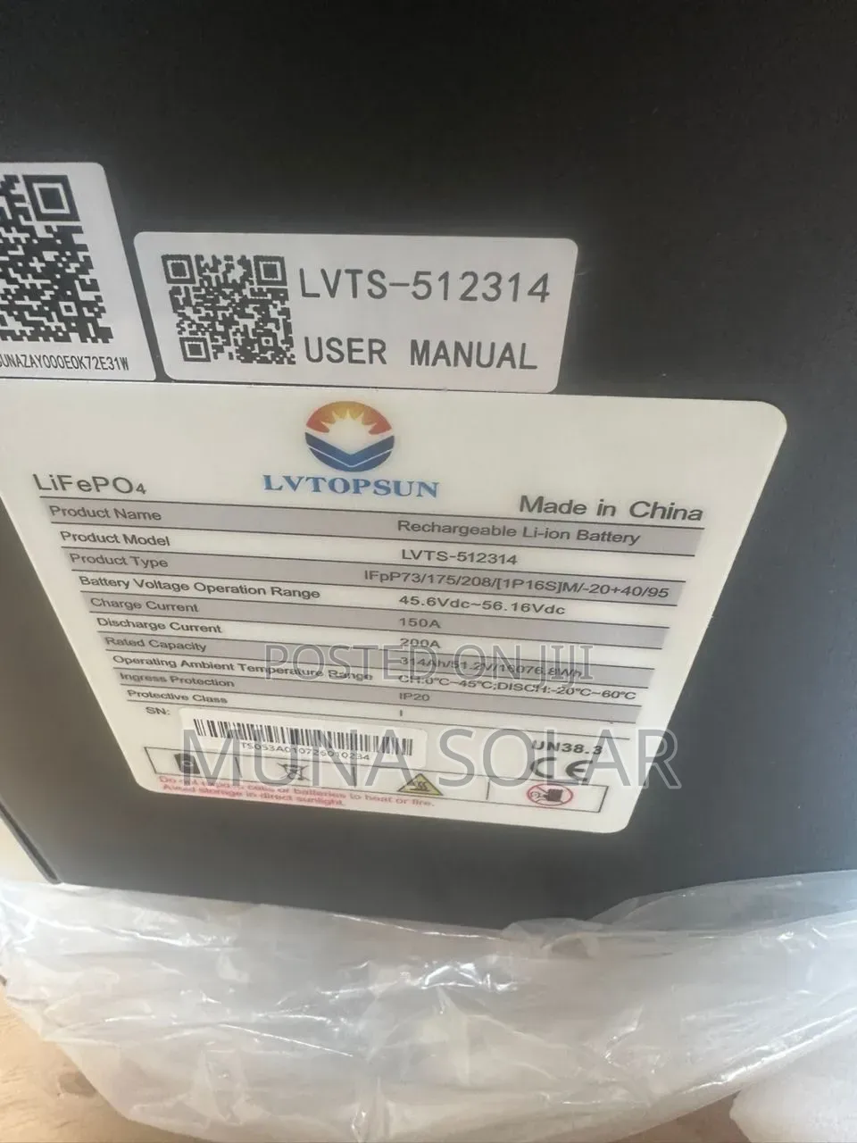 16kwh 51.2v Lvtopsun Solar Lithium Battery