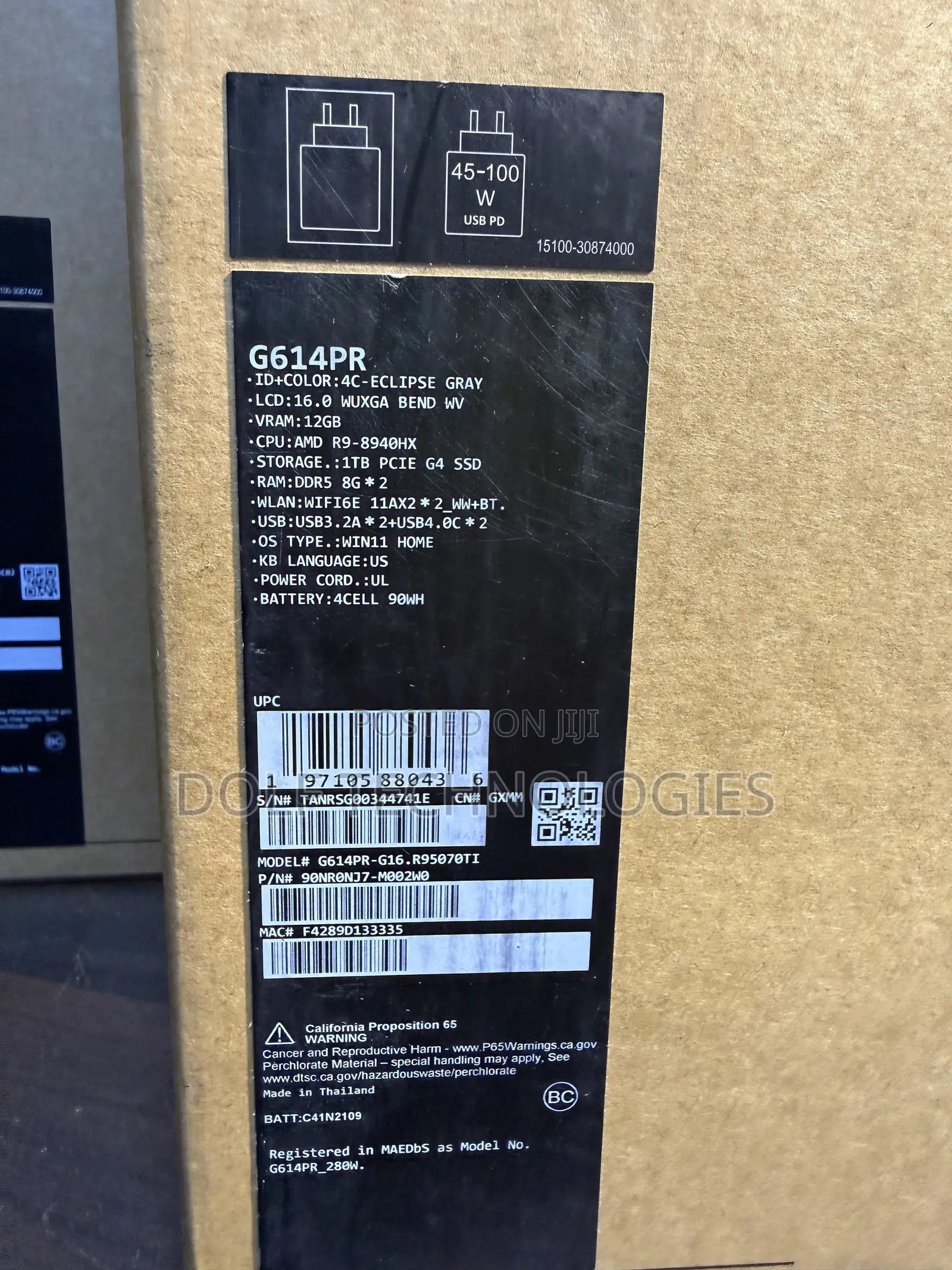 New Laptop Asus ROG Strix G16 G614 16GB AMD Ryzen 9 SSD 1T