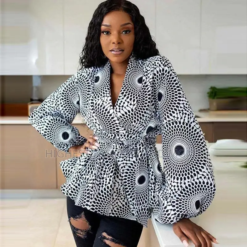 Lantern Sleeve Print Peplum Top
