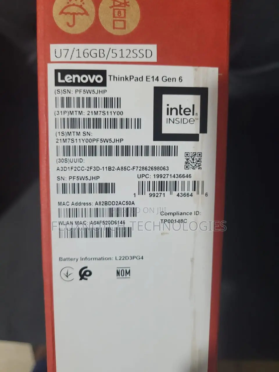 New Laptop Lenovo ThinkPad E14 Gen 6 16GB Intel Core Ultra 7 SSD 512GB