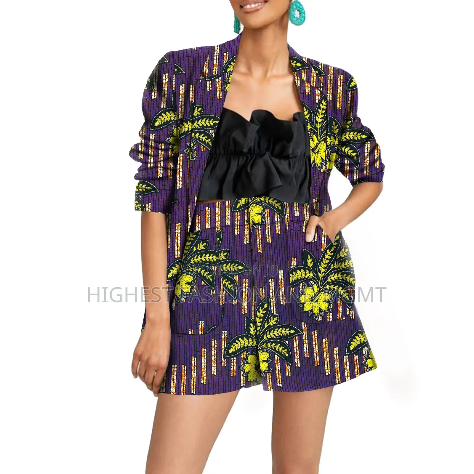 Casual Print Jacket and Short