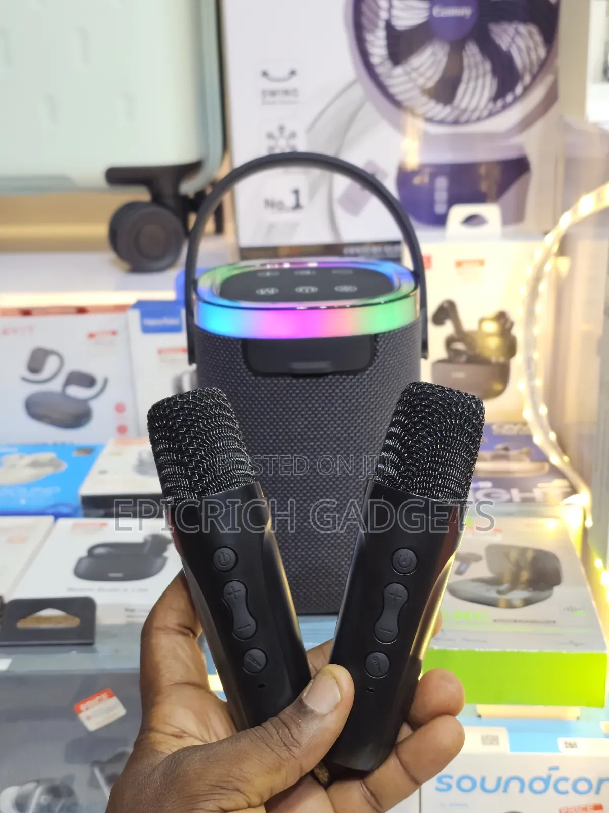 Wireless RGB Karaoke Bluetooth Speaker With Two Mics