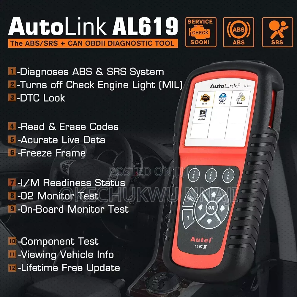Abs/SRS + Can Obd2 Diagnostic Tool Al619
