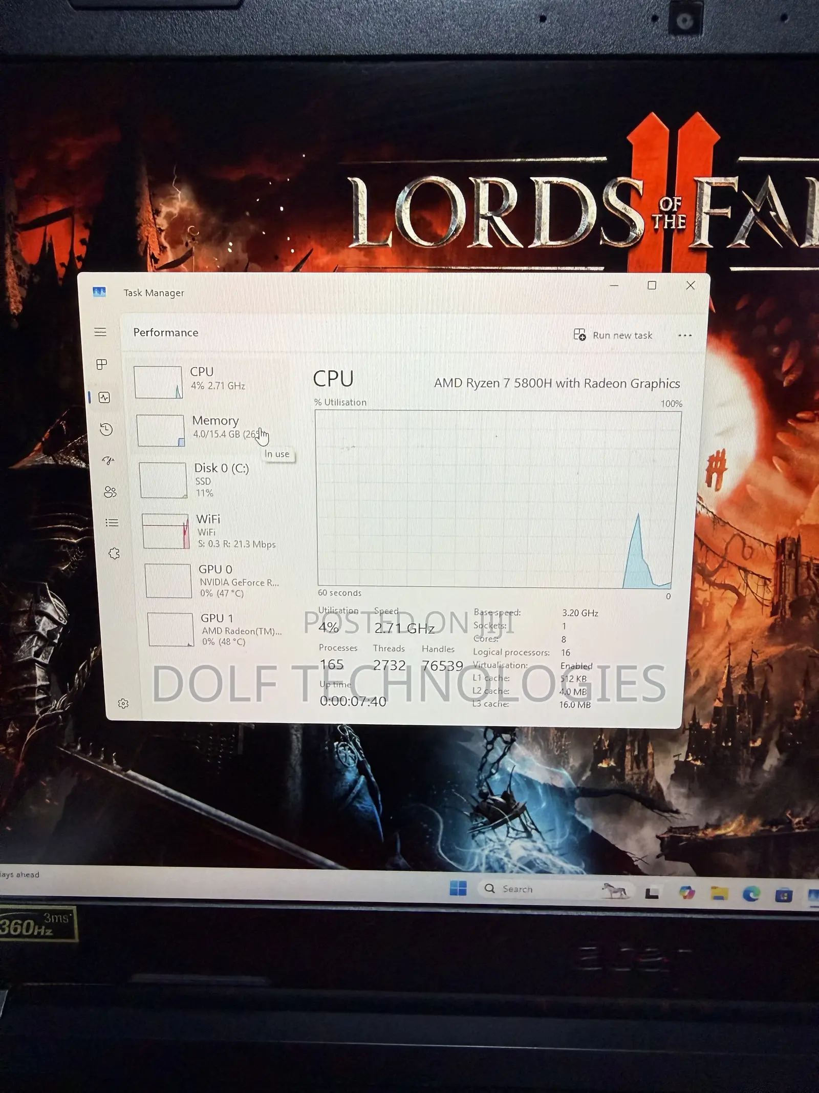 Laptop Acer Nitro 5 16GB AMD Ryzen 7 SSD 512GB