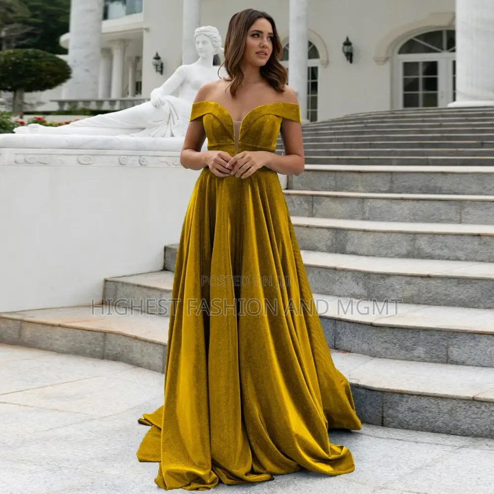 Long African Velvet Off Shoulder Gown