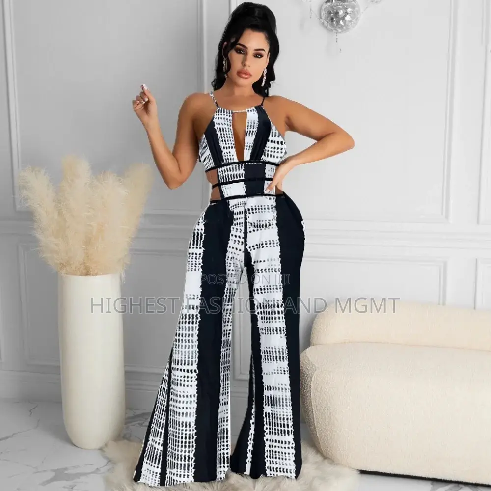 African Chiffon V’Neck Jumpsuit