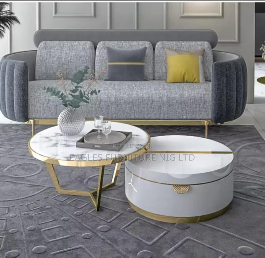A Set of Unique Marble Center With 3 Side Stool