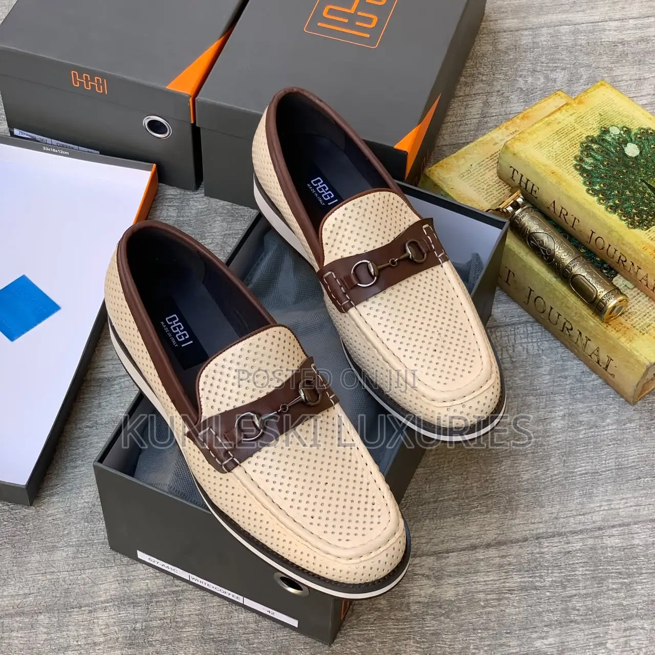 Original Oggi White / Brown Leather Loafers Shoes