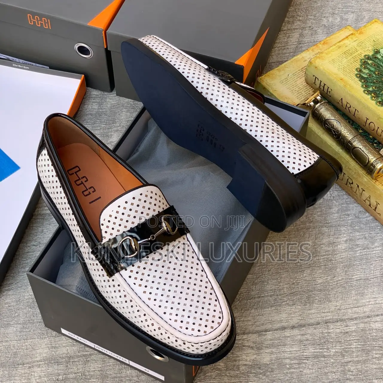 Original Oggi White / Brown Leather Loafers Shoes