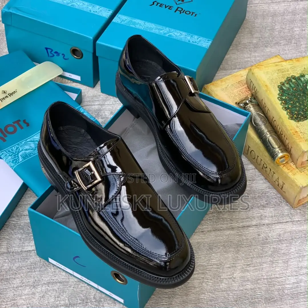 Original Steve Riots Black Patent Leather Monk Shoes