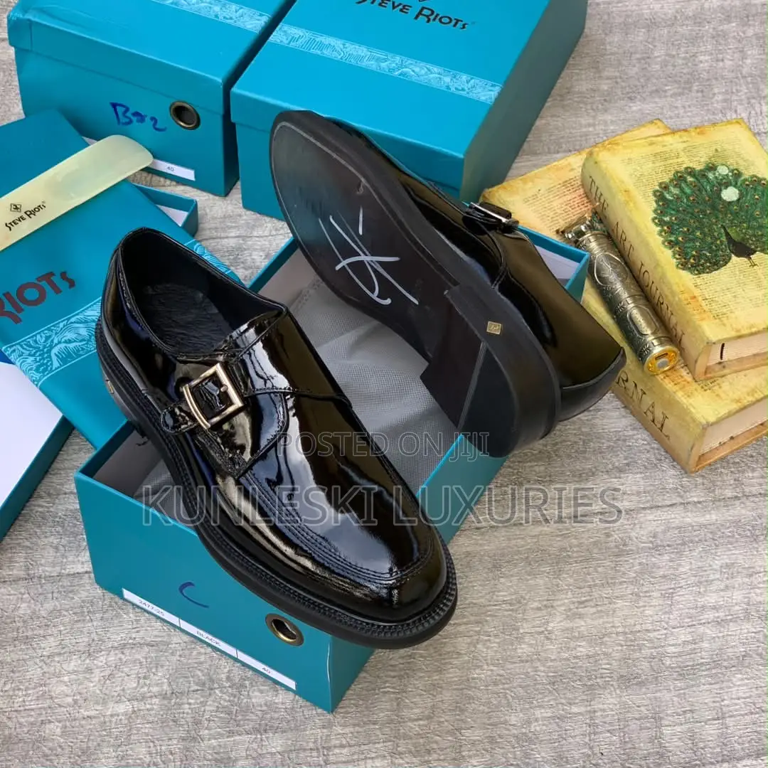Original Steve Riots Black Patent Leather Monk Shoes