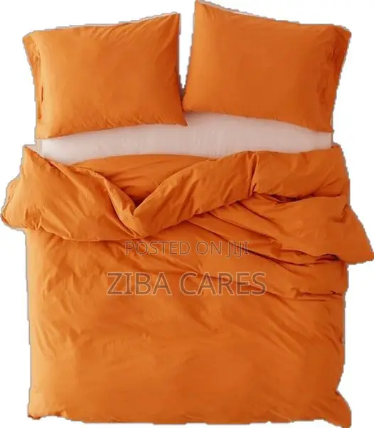 Quality Bedsheets, Duvet and Pillowcases -Navy Blue and Orange, White