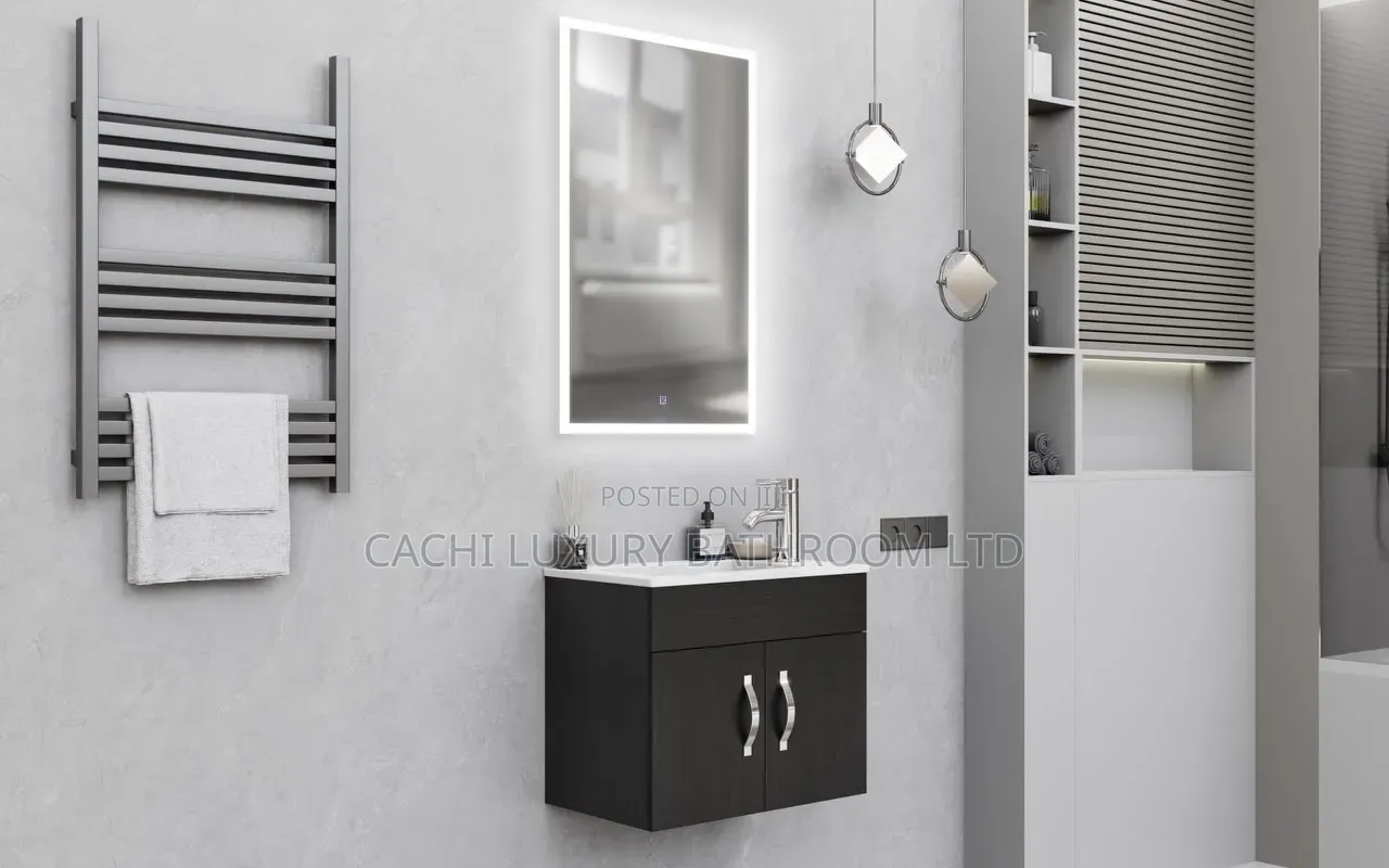 57*43 Matt Black Cabinet With Led Mirror