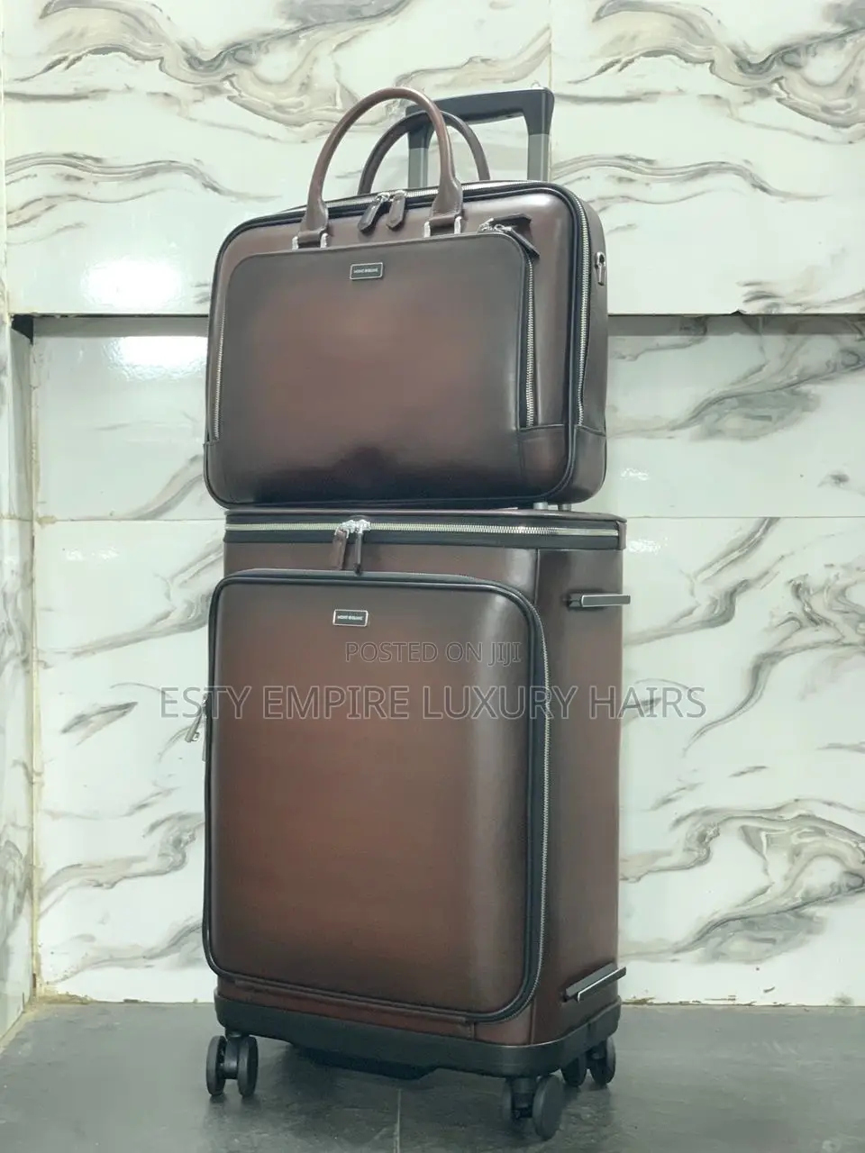 Mont Blanc Quality Luxury Genuine Leather Traveling Box and Laptop Bag