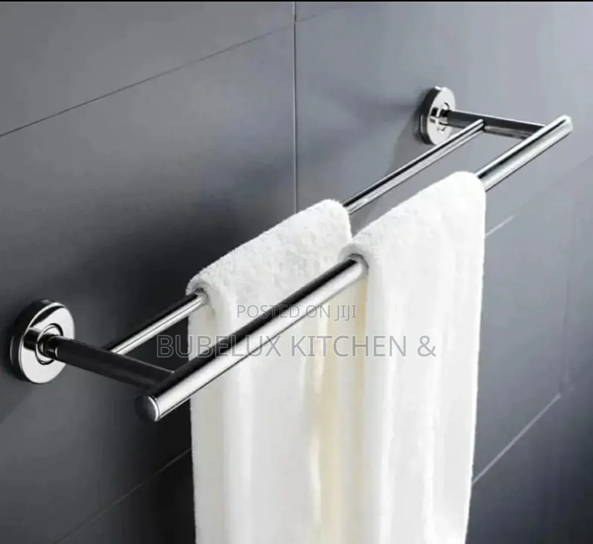 *Chrome Double Towel Rail - 2 Tier Bathroom Towel Holder Rack*