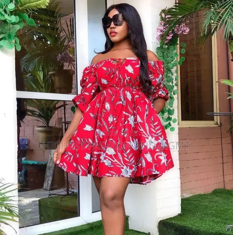 African Chiffon Short Gown