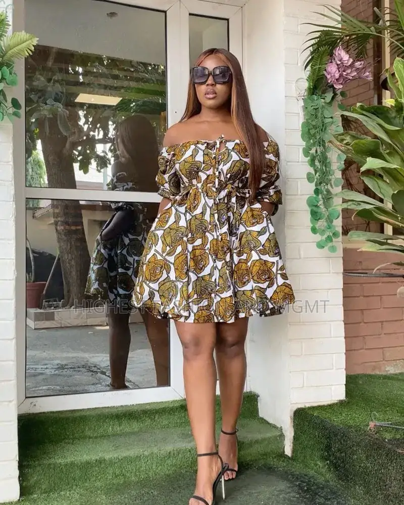 African Chiffon Short Gown