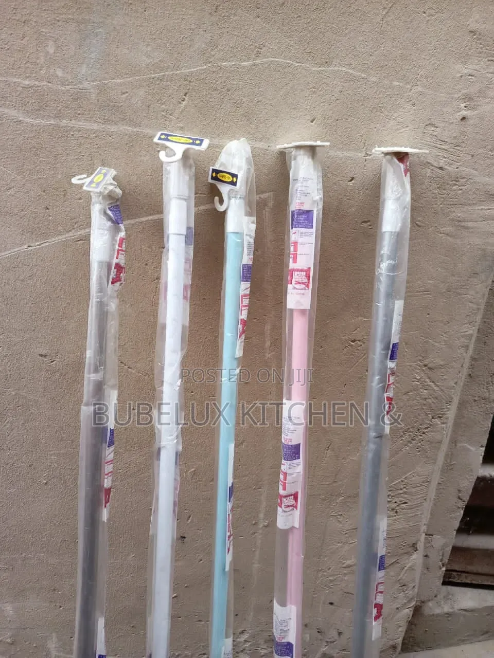 Adjustable Tension Curtain Rod -No Drill Bathroom Shower Curtain Pole`
