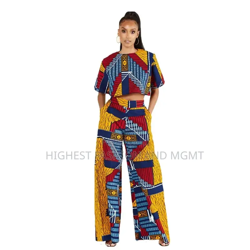 Two Pieces Sets Top and Pants African Suit