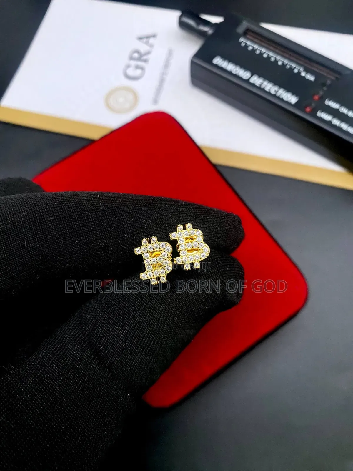 VVS Moissanite Diamond Lightning Bolt Pendant and Bitcoin Earring