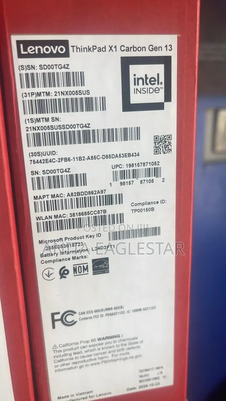 New Laptop Lenovo ThinkPad X1 Carbon 32GB Intel Core Ultra 7 SSD 1T