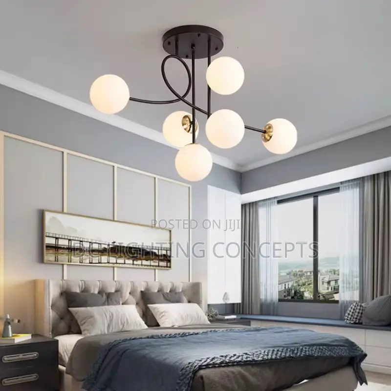 Modern Creative 6 Heads Glass Ball Ceiling Pendant Light.