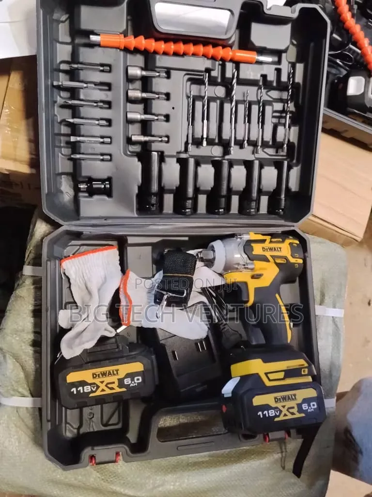 Dewalt Cordless Impact Wrench Kit Features Yellow and Black Tools S