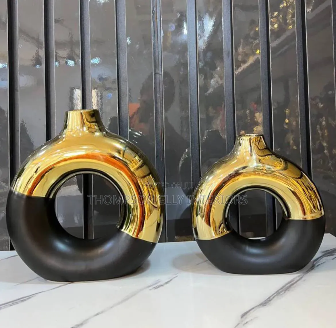 Dual Tone Ceramic Donut Vase