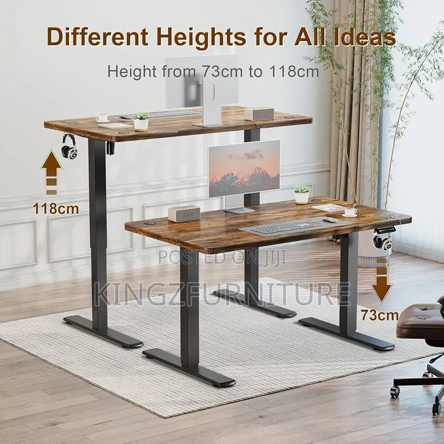 Walnut Adjustable Electric Desk 140x60 Cm