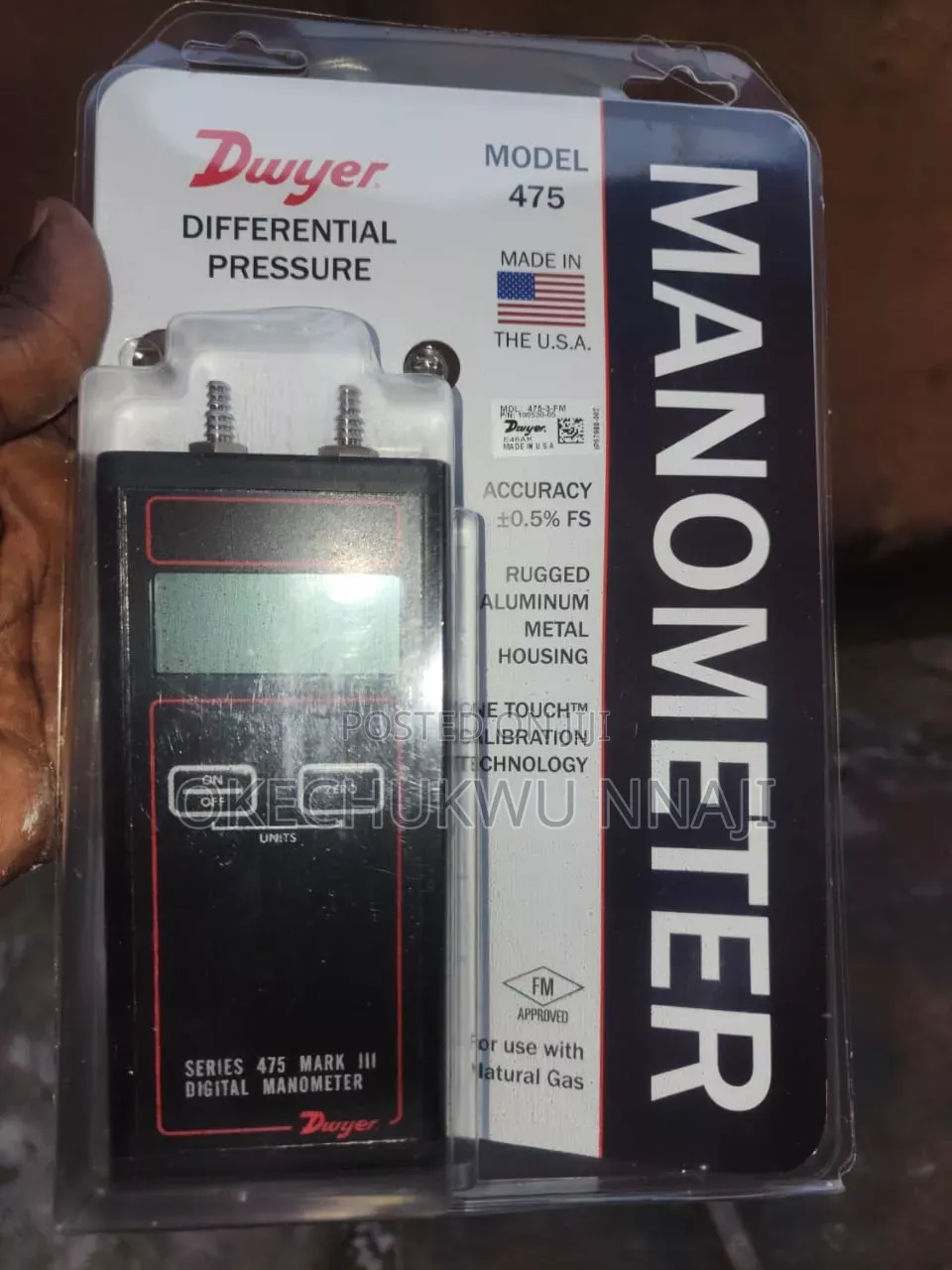 Dwyer Series 475 Mark Iii Handheld Digital Manometer 0-1.000"Wc Range