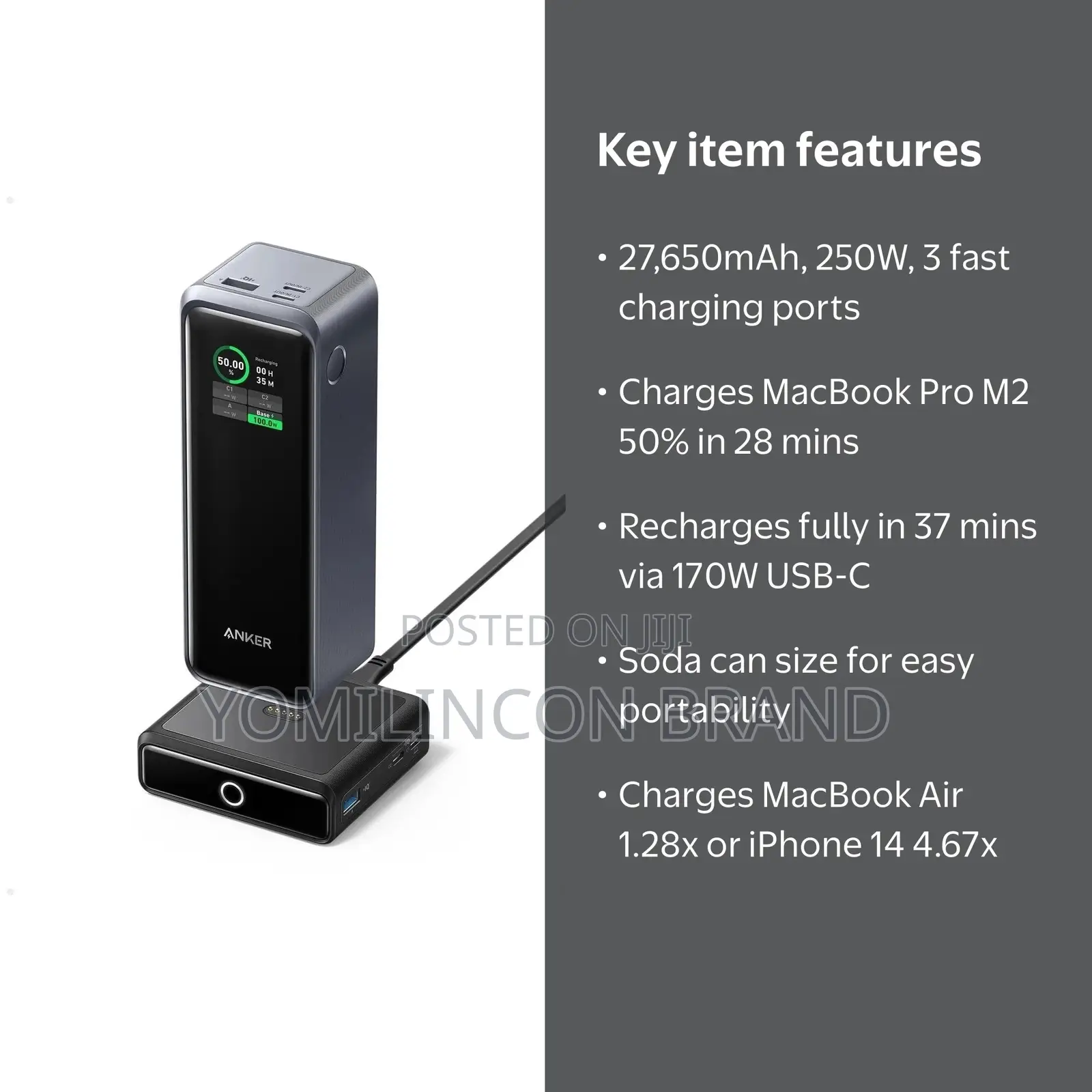 Anker Prime 27650mah 250w Power Bank + 100w Base - New Sealed