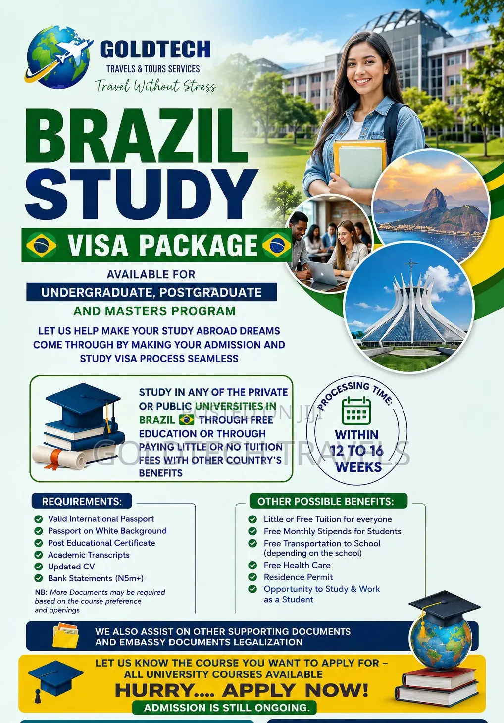 Brazil Study Visa Package Available For Undergraduate And Postgraduate