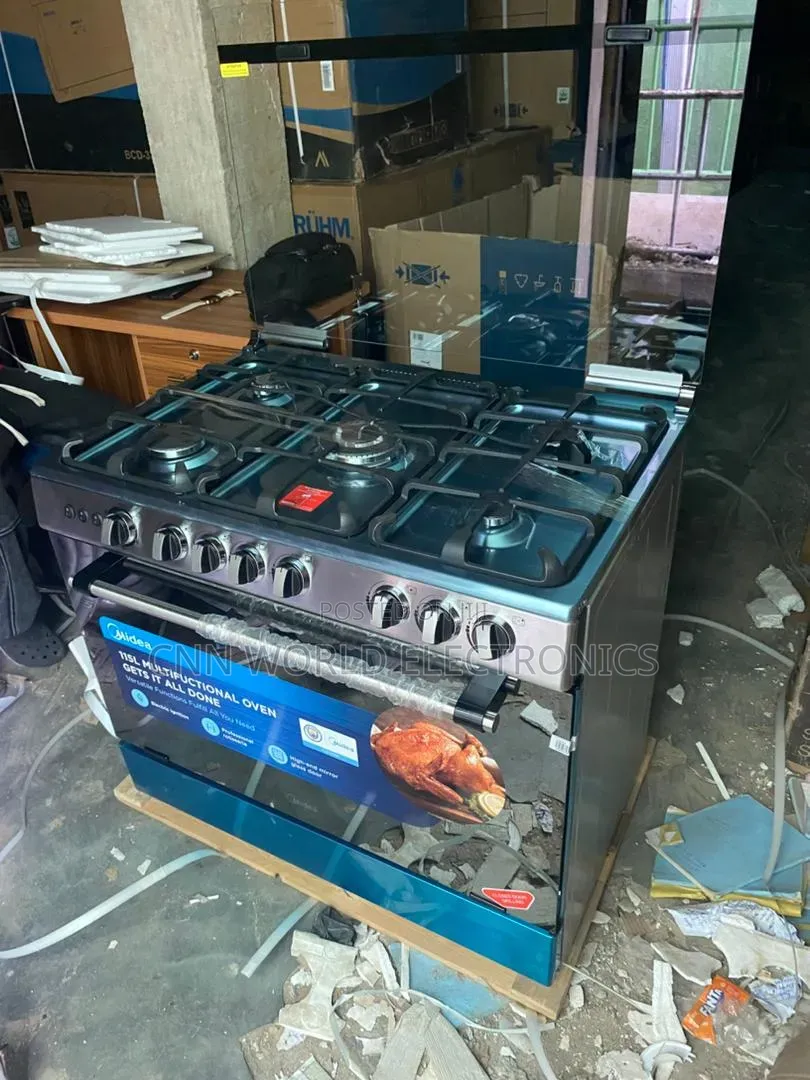 Original Scanfrost 5 Burners Automatic Gas Cooker With Oven Blue Flame
