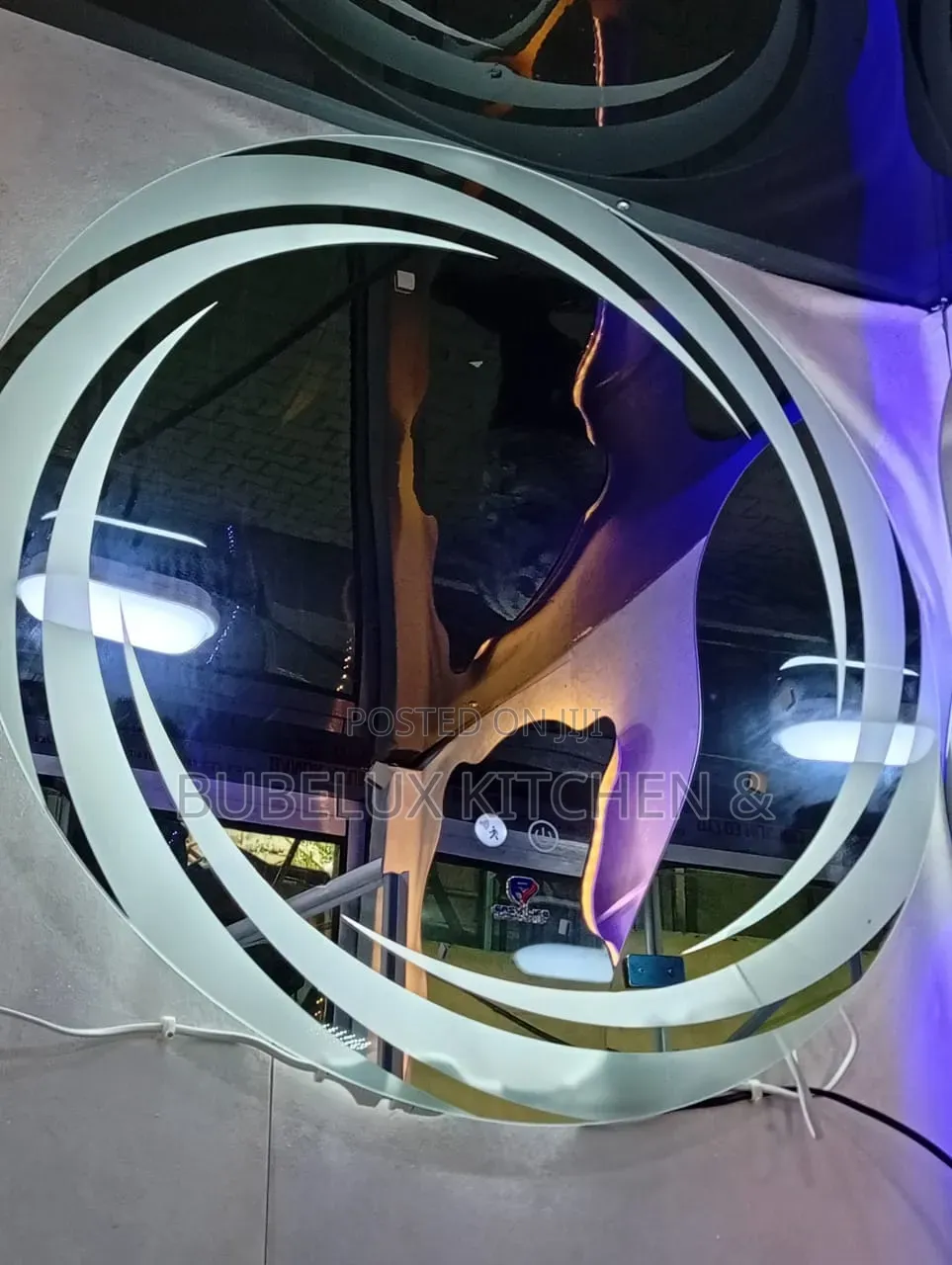 Luxury Round Led Mirror | Swirl Frosted Design|Bathroom Vanity Mirror