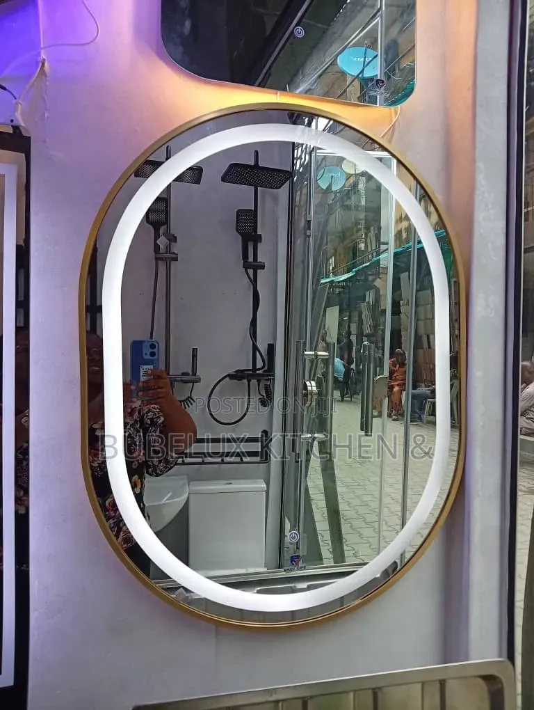 Luxury Gold Frame Oval Led Mirror|Touch Sensor |Anti-Fog Vanity Mirror