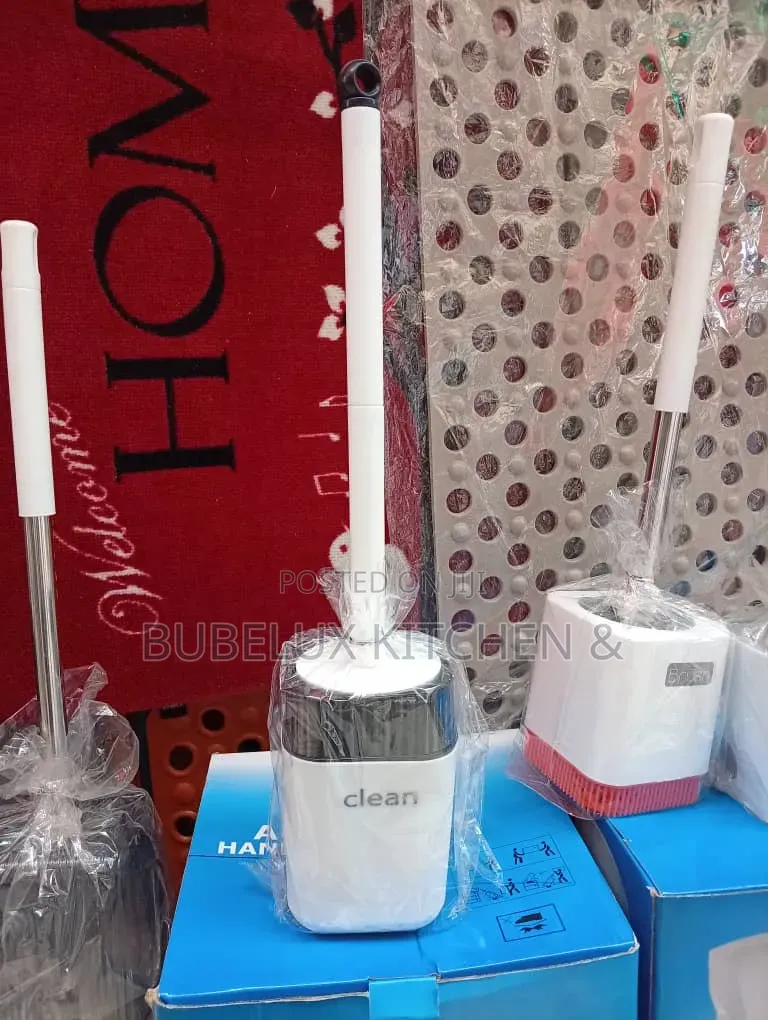 Luxury Silicone Toilet Brush With Stand| White Black | No-Slip Base