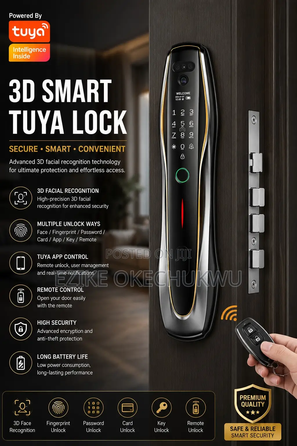 3d Face Recognition Smart Door Lock,Camera Biometric Lock With Remot